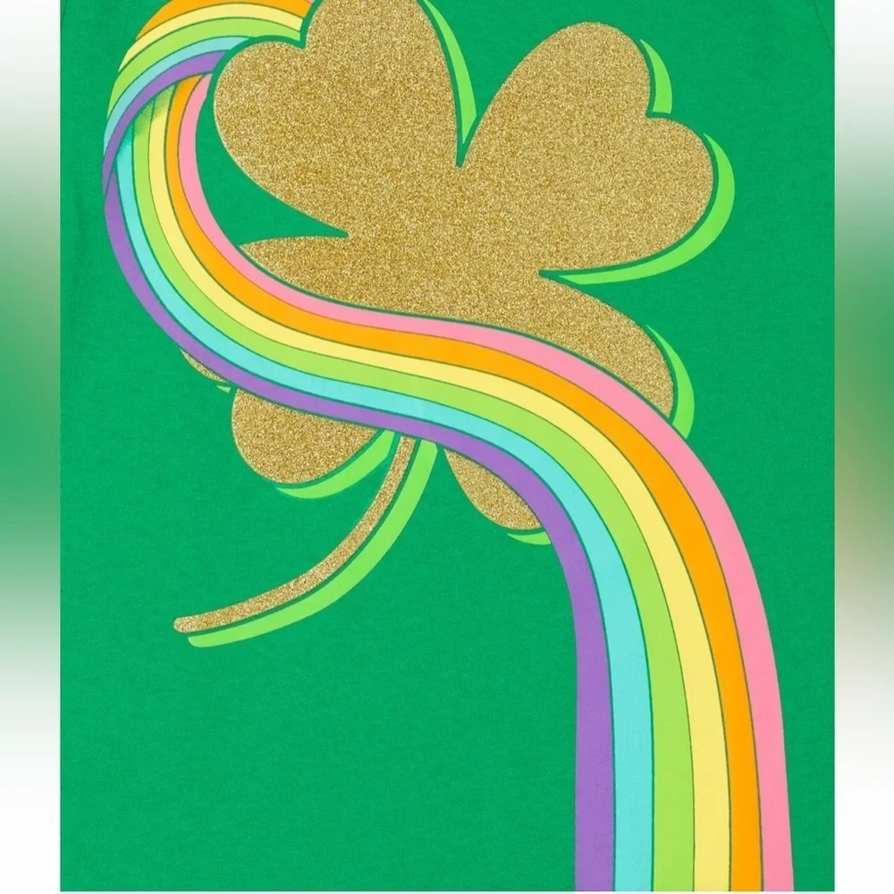 Girls St. Patrick's Day Shamrock Rainbow Graphic Tee - Ireland‼️FINAL SALE